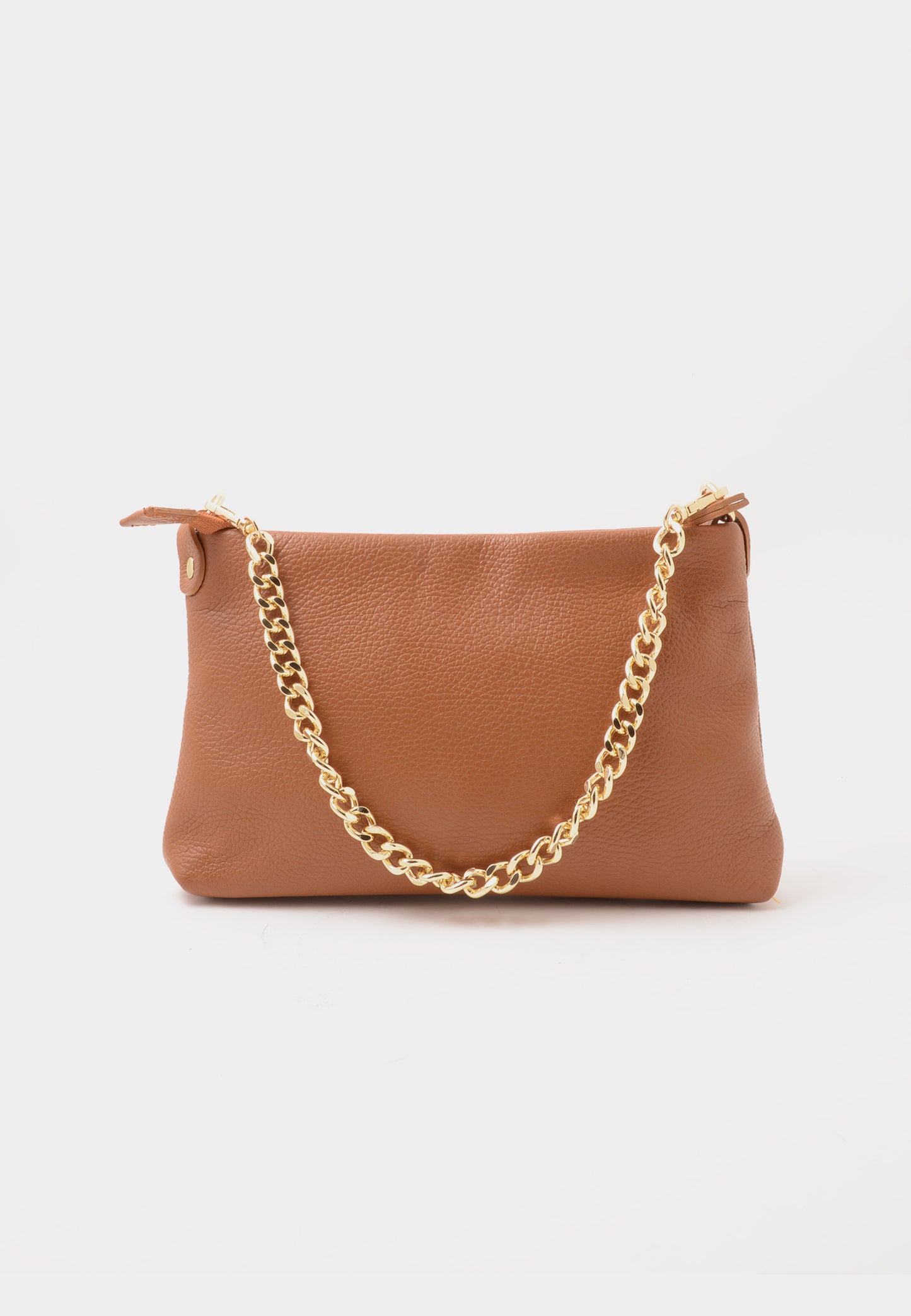 NUNZIA - Clutch Vera Pelle GINEVRA Cuoio