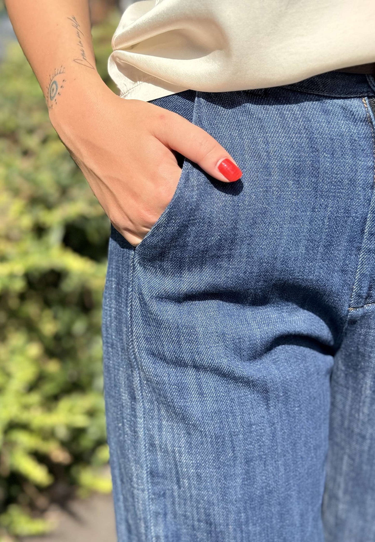 LE STREGHE - Jeans Balloon Vita Alta Blu Chiaro
