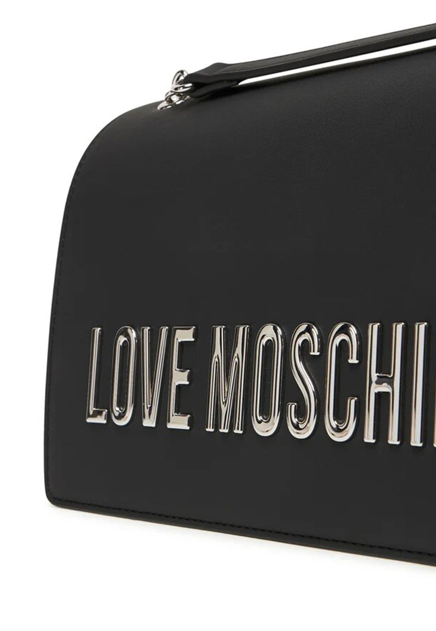 LOVE MOSCHINO - Borsa A Spalla Lettering Soft Touch Nero Argento