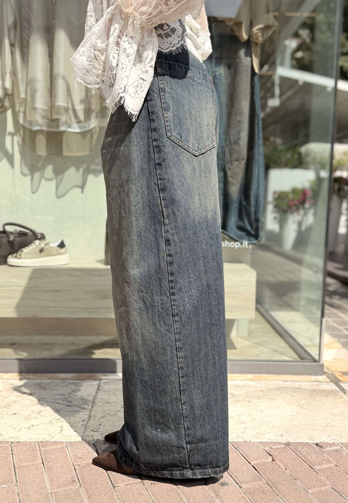 MOTEL - Jeans Wide Leg Denim Scuro