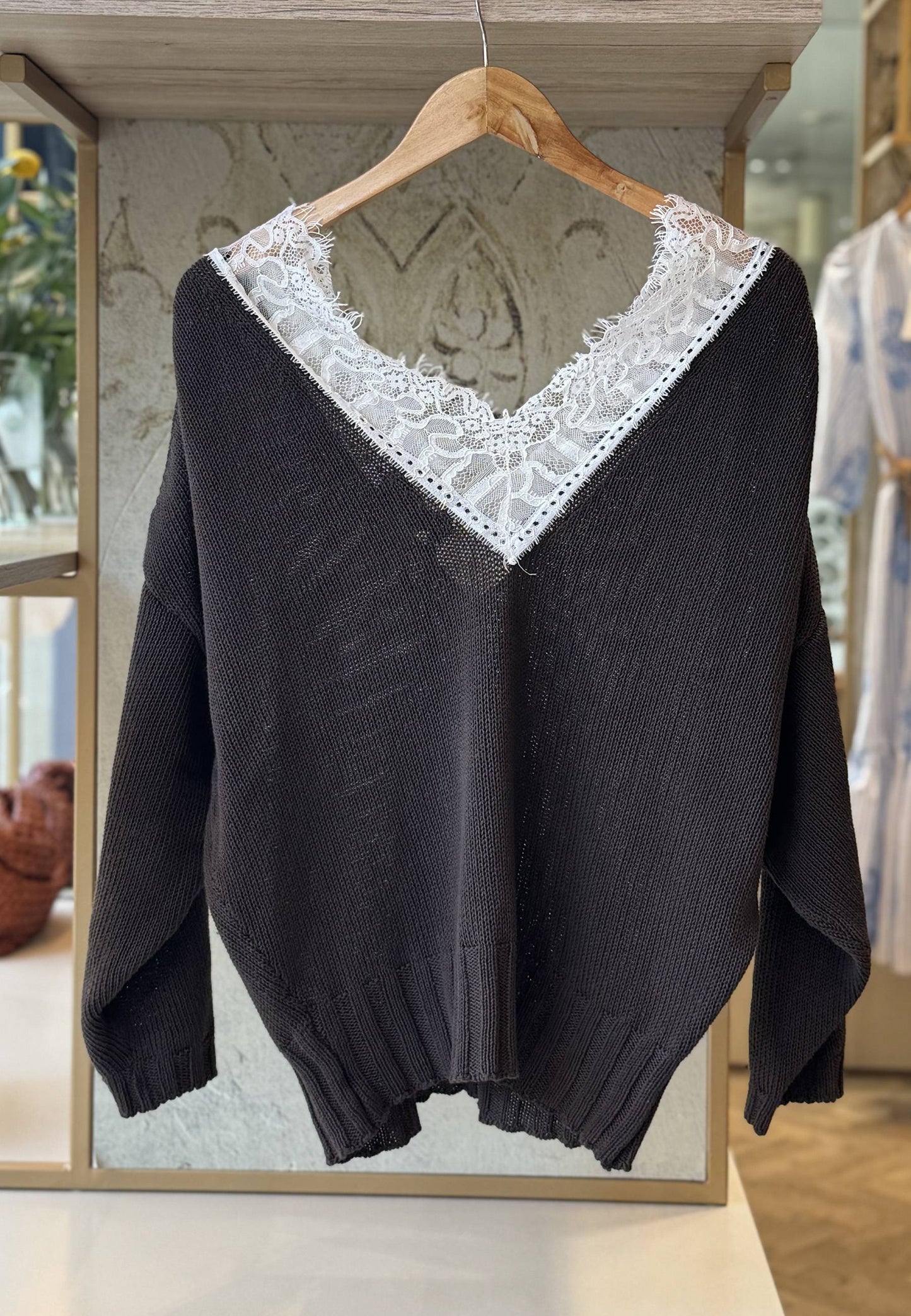MARYLEY - Maglione Pizzo Marrone