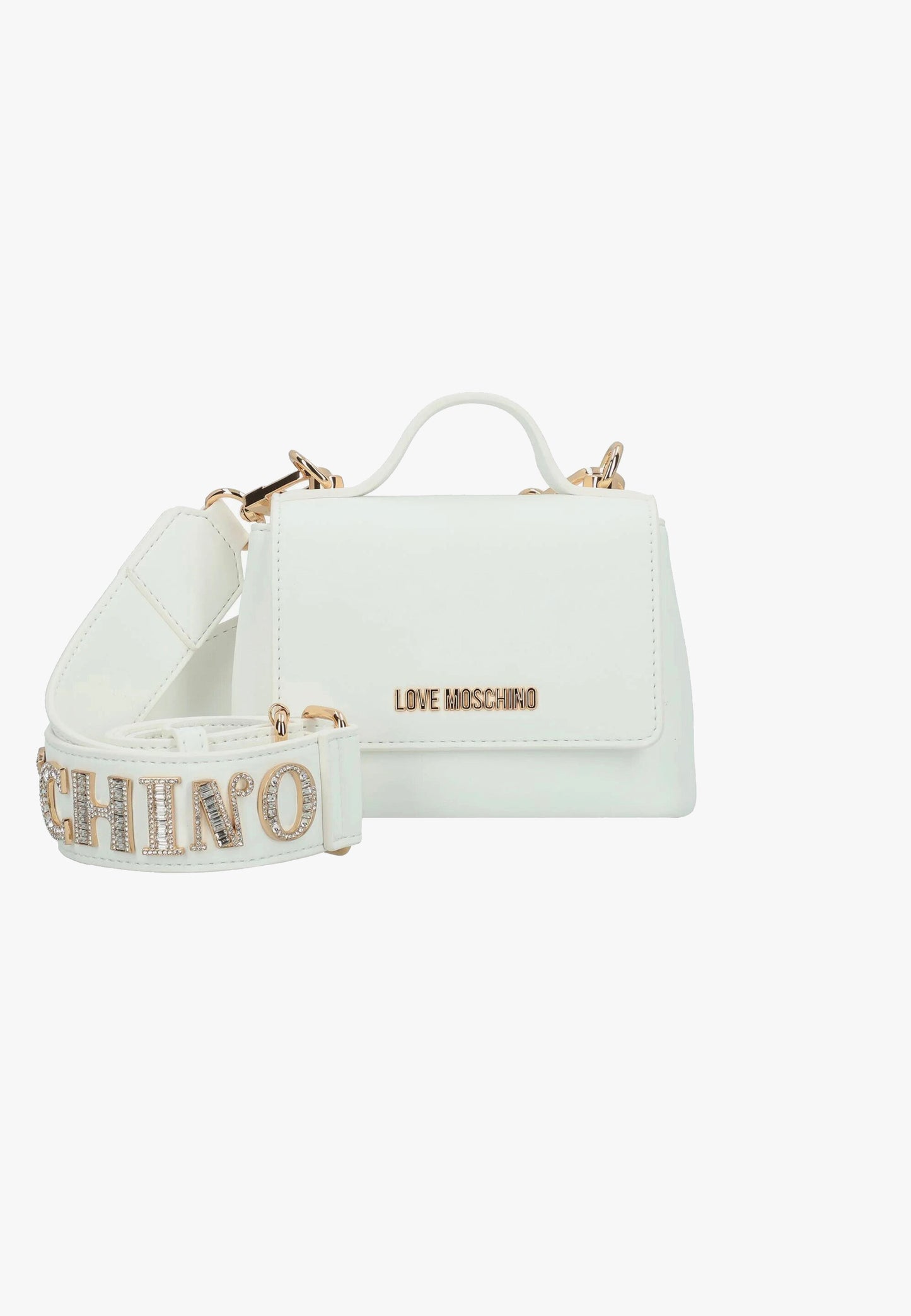LOVE MOSCHINO - Mini Borsetta Strass Bianco