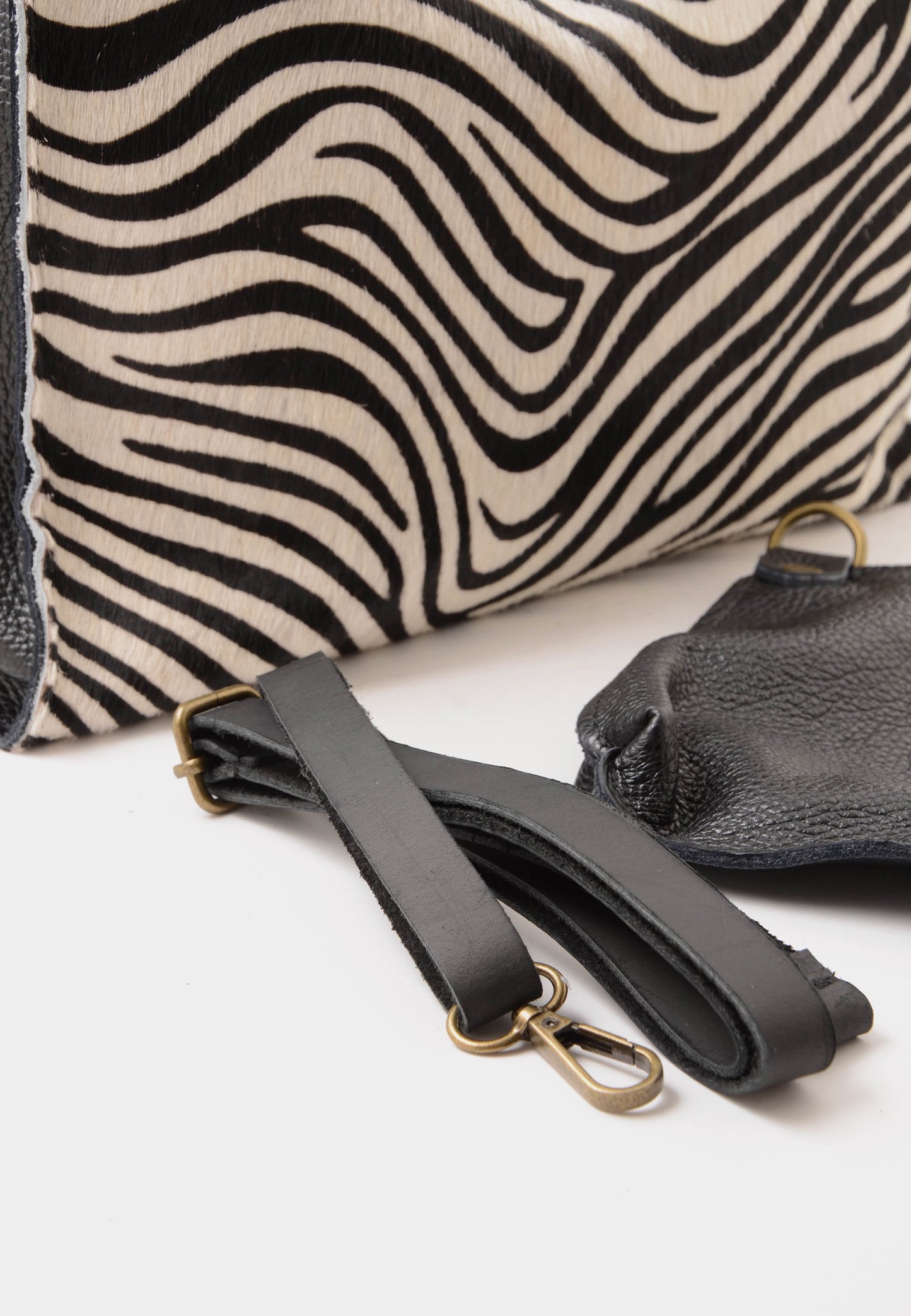 NUNZIA - Tote Bag Cavallino SOFIA Zebrato Bianco