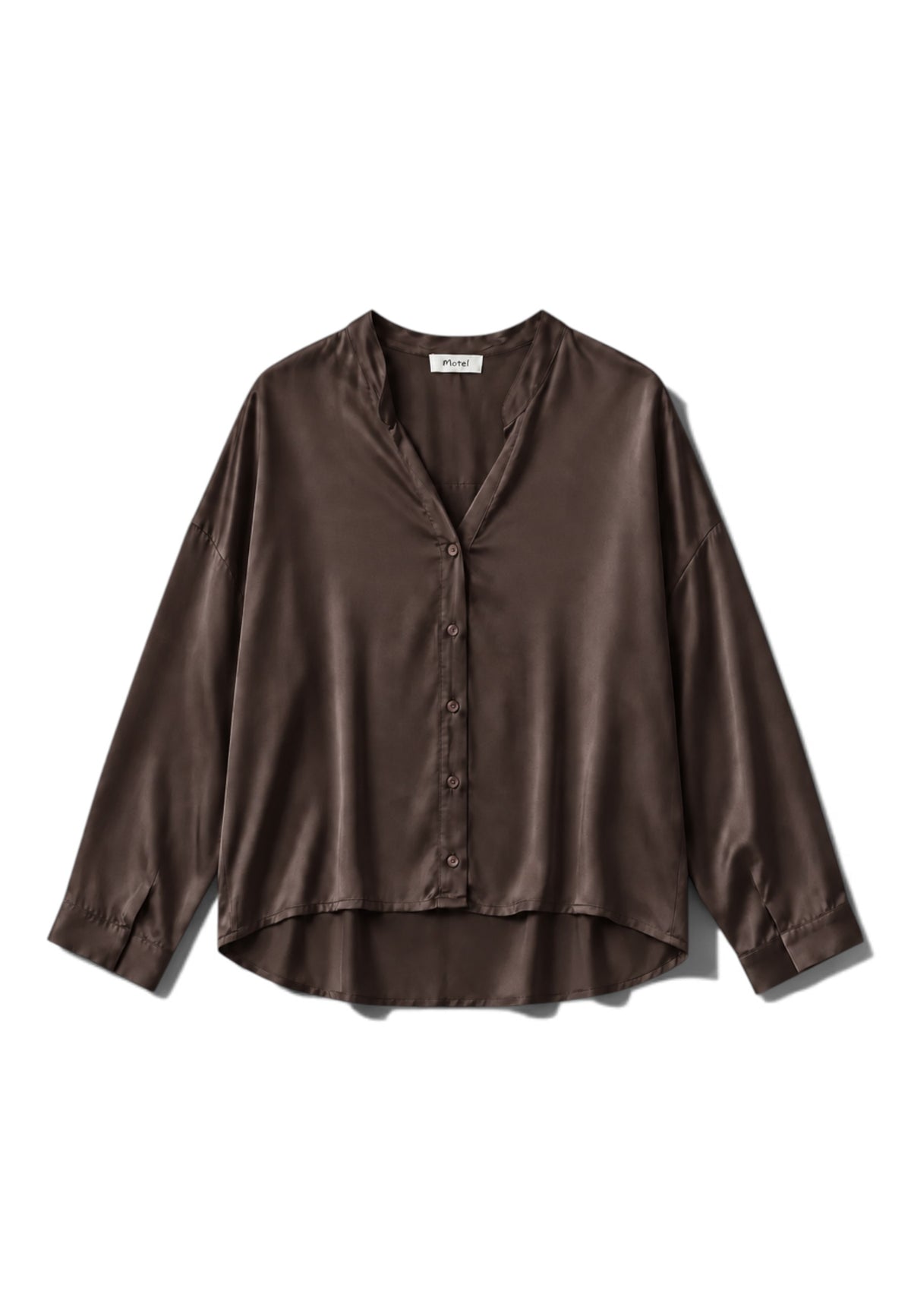 MOTEL - Camicia Viscosa Collo Coreana Moka