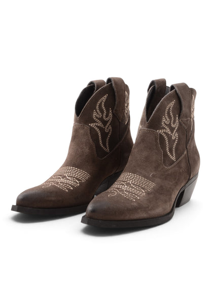 DIVINE FOLLIE - Stivaletto Texano Con Ricami Carbone