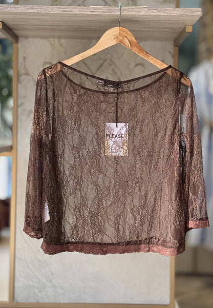 PLEAASE - Maglia Pizzo Tabacco