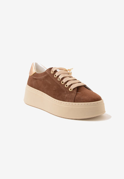 DIVINE FOLLIE - Sneakers Camoscio Bijoux Sigaro