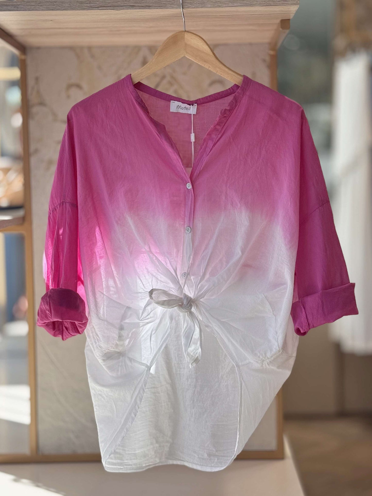 MOTEL - Camicia Dègradè Panna/Magenta