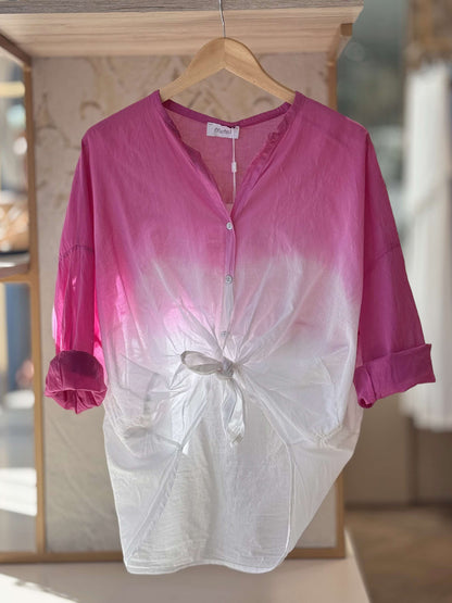 MOTEL - Camicia Dègradè Panna/Magenta