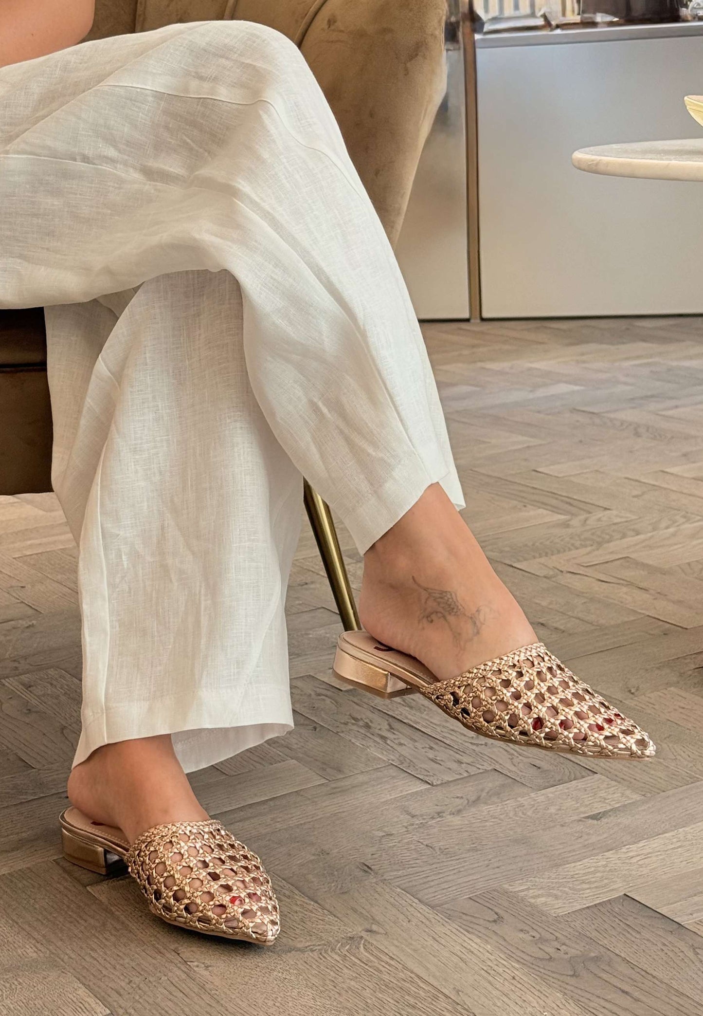 GOLD&GOLD - Sabot Intrecciato Champagne