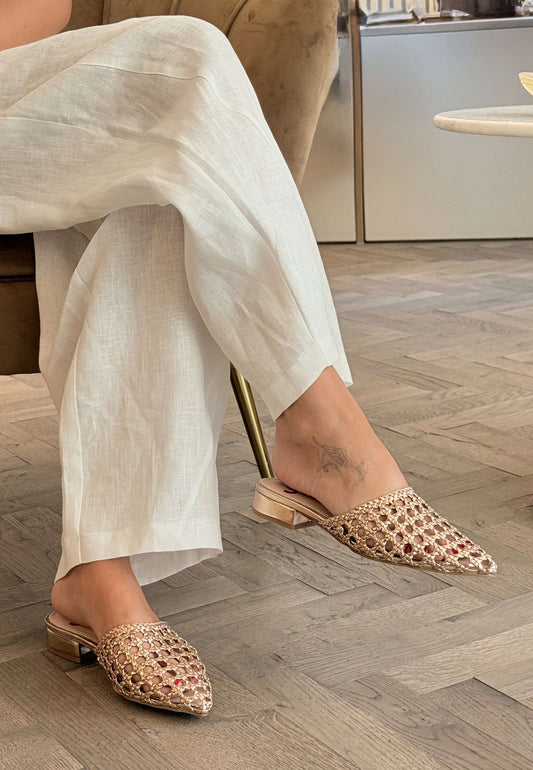 GOLD&GOLD - Sabot Intrecciato Champagne