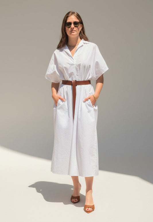 MINERVA - Abito Camicia Lungo Bianco Ottico