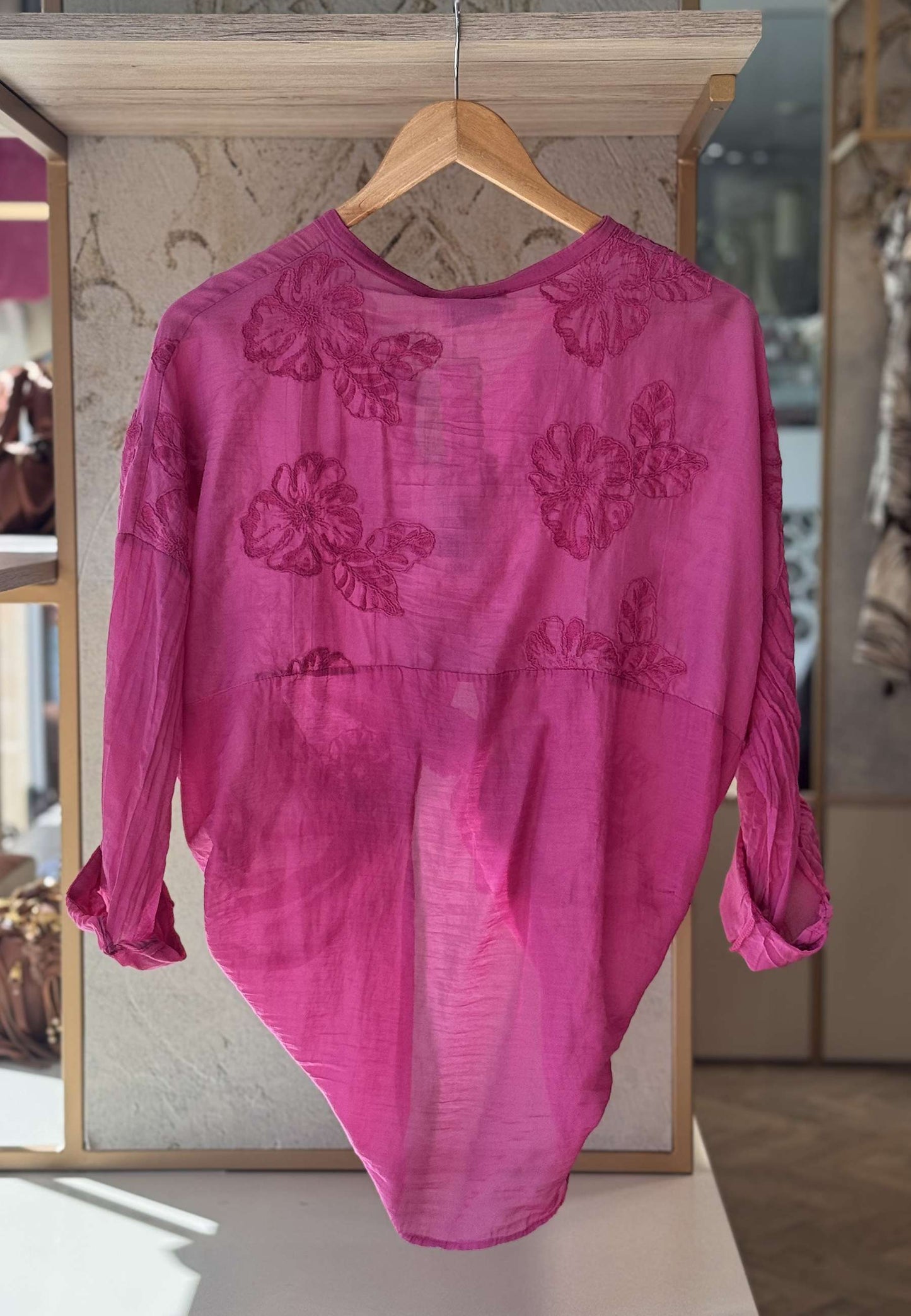 MOTEL - Camicia con Ricamo Magenta