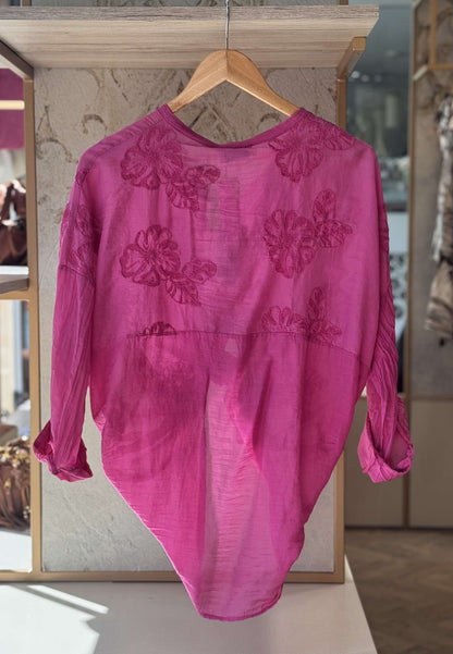 MOTEL - Camicia con Ricamo Magenta