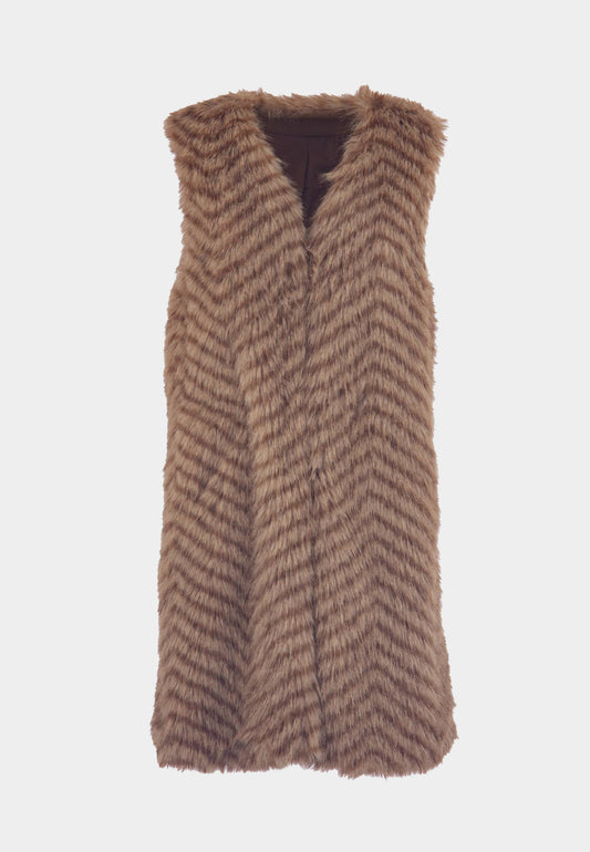 ALEX MAX - Camel Faux Fur Vest