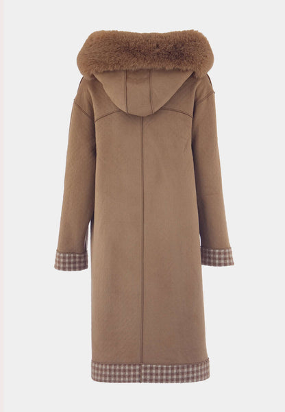 ALEX MAX - Cappotto Vichy Con Cappuccio Taupe