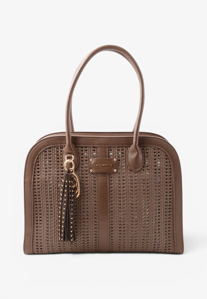 LA CARRIE - Borsa A Mano Intrecciata Marrone