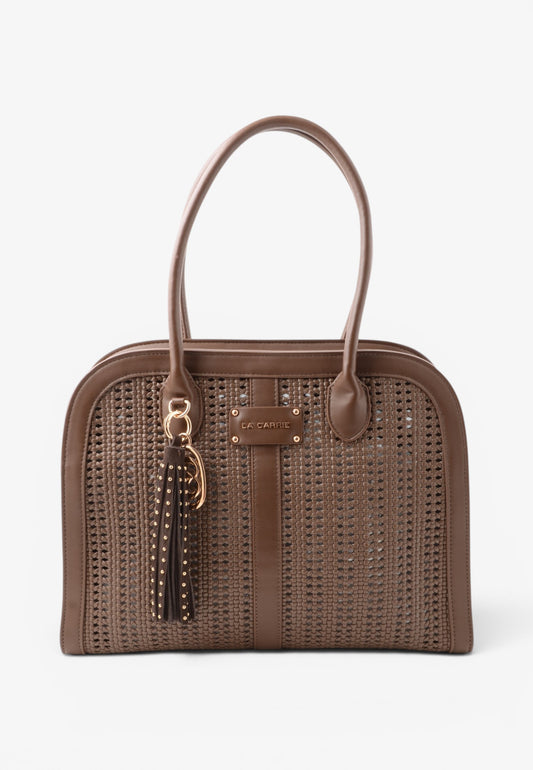 LA CARRIE - Borsa A Mano Intrecciata Marrone