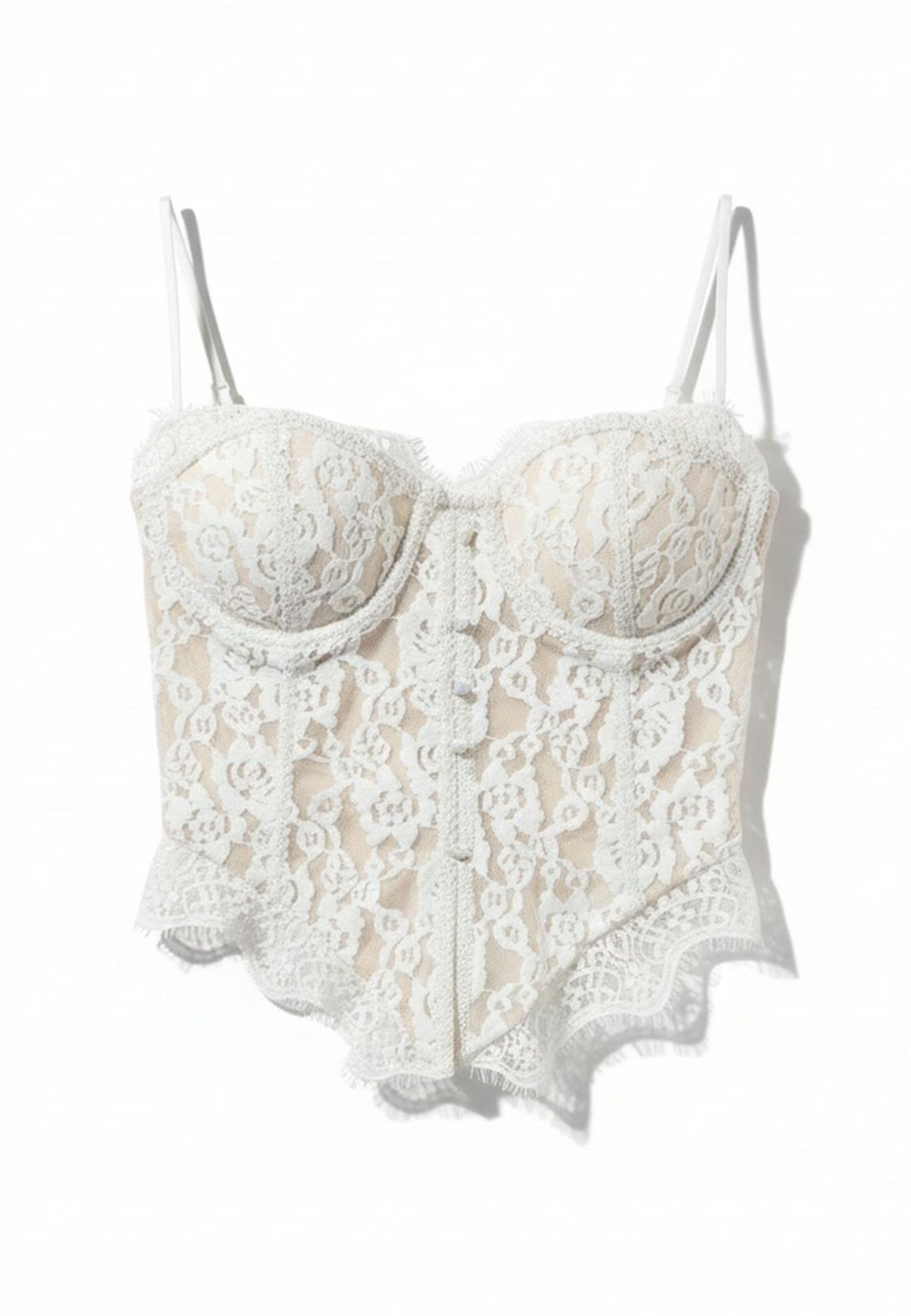 NUNZIA - Corsetto Bustier Pizzo Bianco