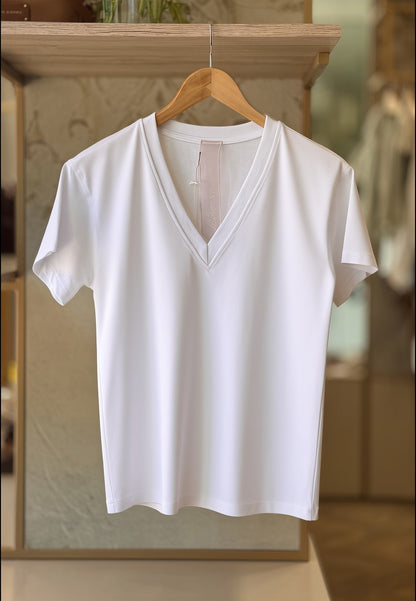 MINERVA - T-shirt Scollo V Bianco