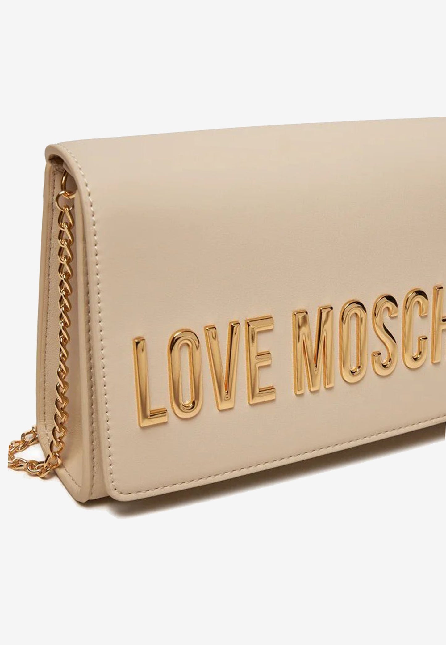 LOVE MOSCHINO – Elfenbeinfarbene Umhängetasche mit Schriftzug