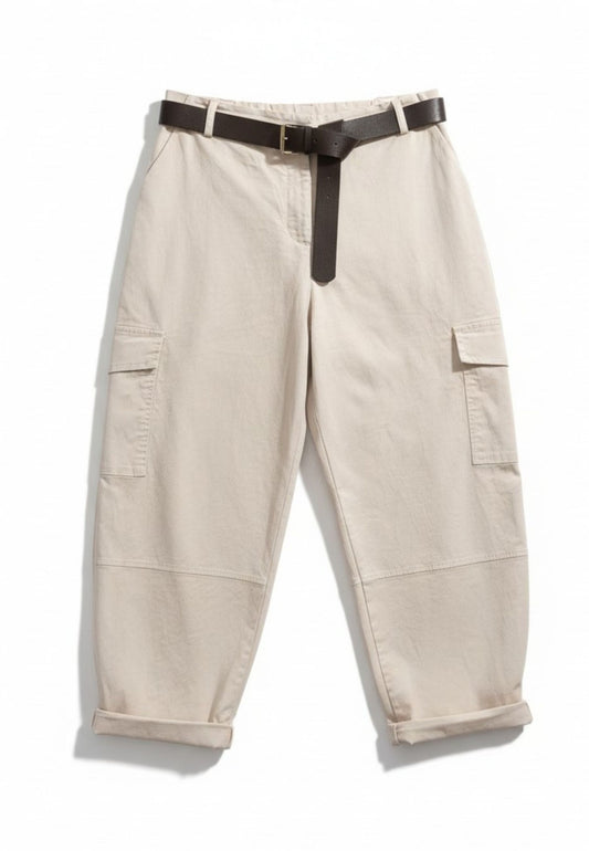 SUSI STAR CURVY - Pantalone Cargo Avorio