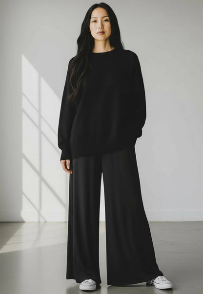 MOTEL - Pantalone A Palazzo In Viscosa Nero