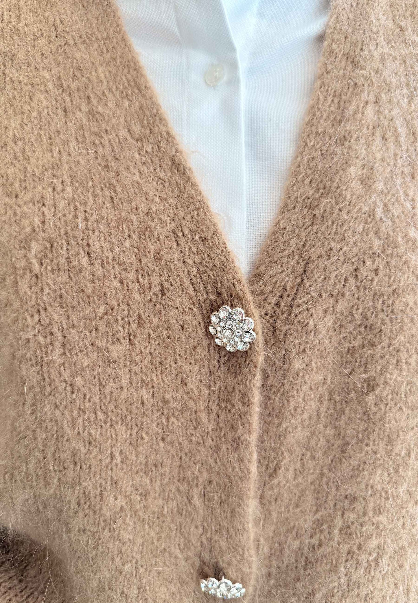 NUNZIA - Cardigan In Mohair Gioiello Camel