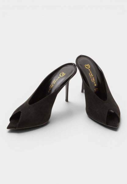 DIVINE FOLLIE - Sabot Camoscio Microfibra Nero