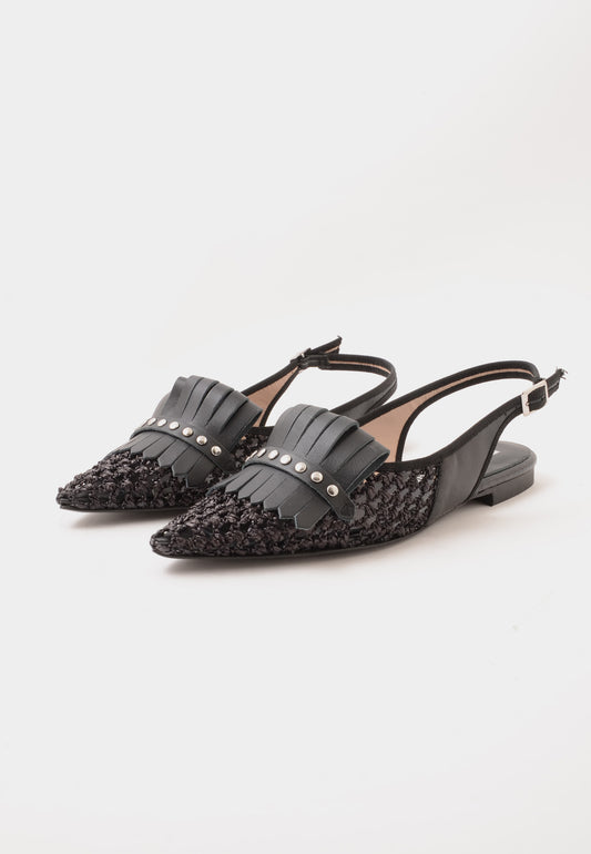DIVINE FOLLIE - Slingback Raffia Nero