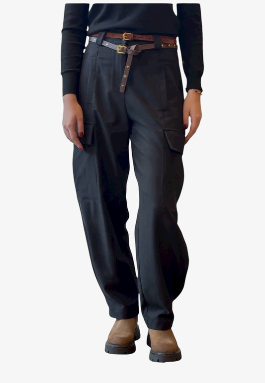 MARYLEY - Pantalone Cargo Nero