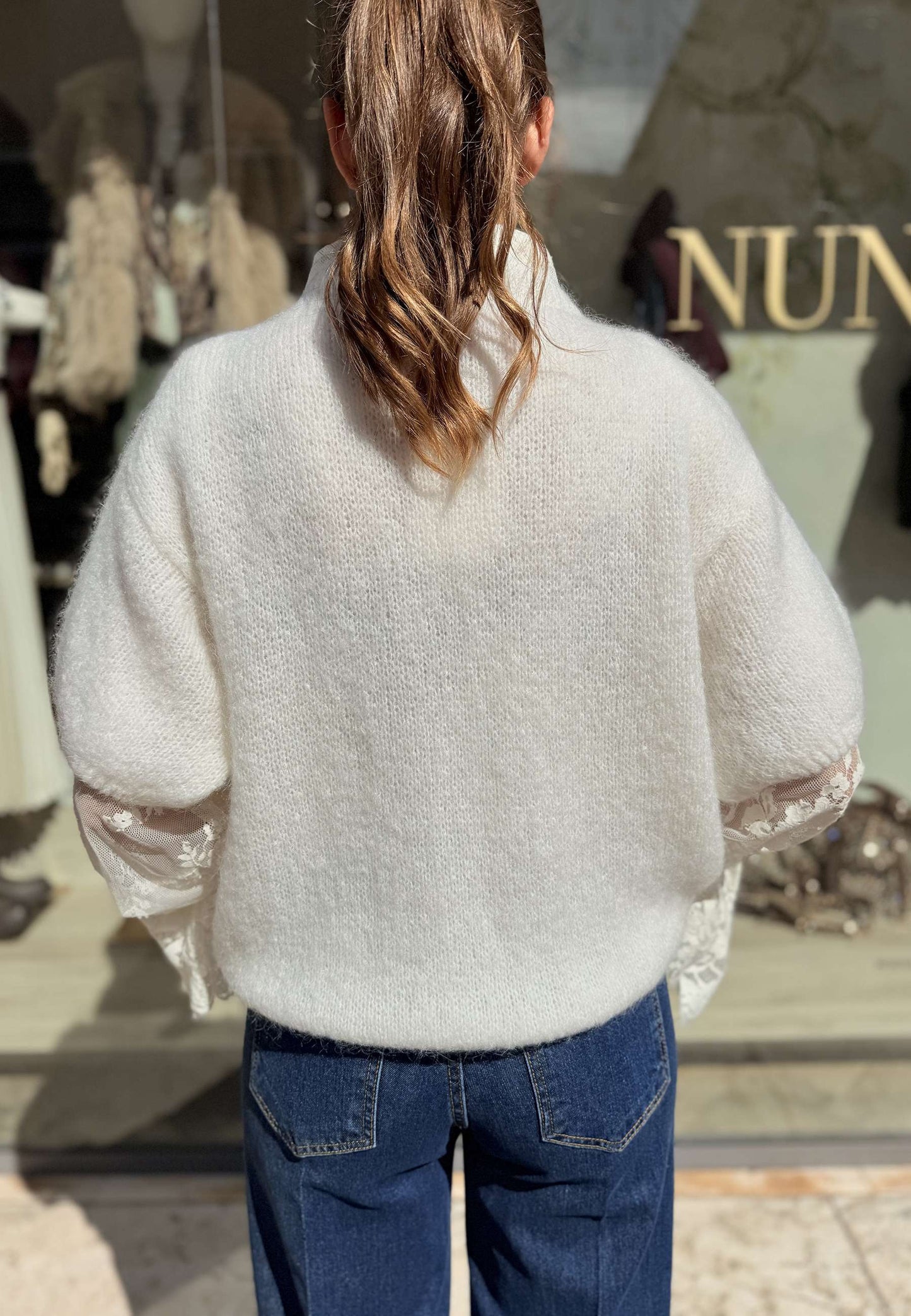 NUNZIA - Maglioncino Gioiello In Mohair Avorio