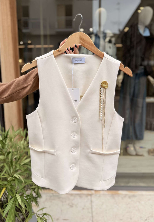 MOTEL - Gilet Charms Neoprene Avorio