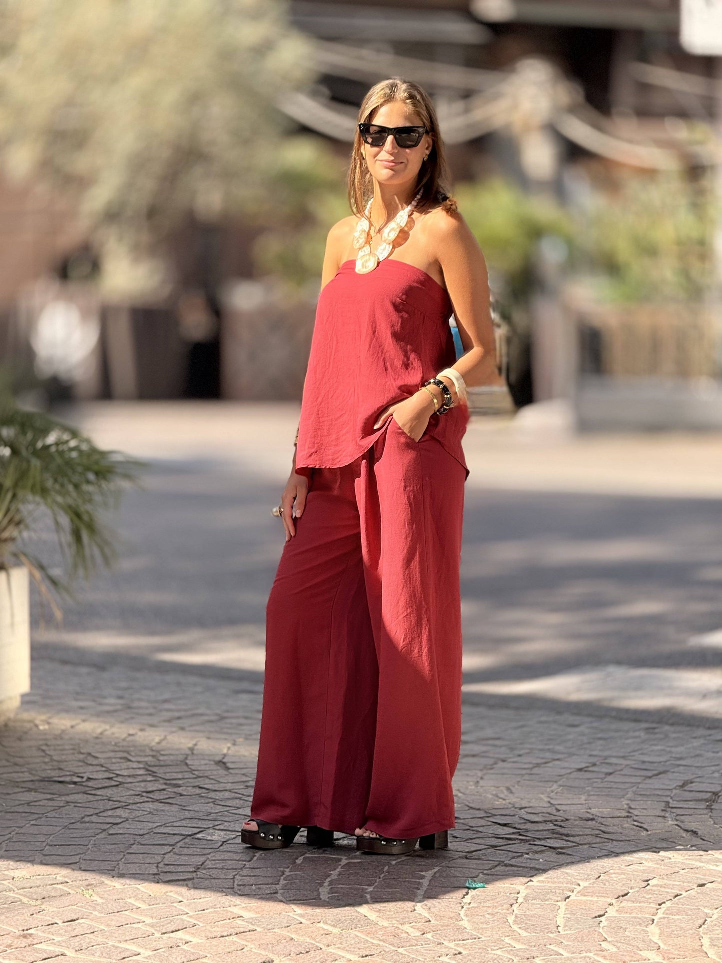 MOTEL - Completo TOP + PANTALONE Rosso