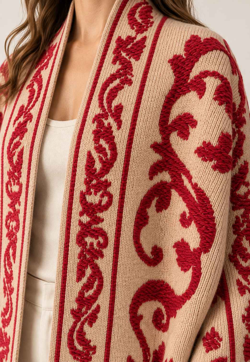 MOTEL - Cardigan Damascato Cammello