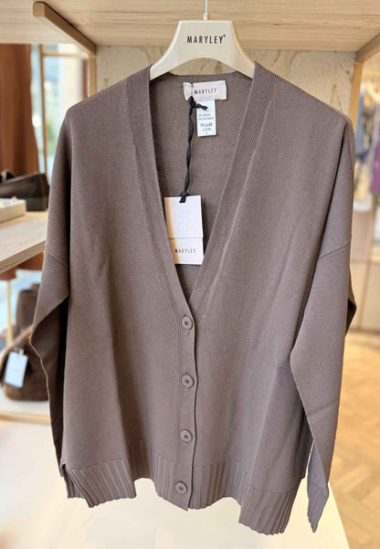 MARYLEY - Cardigan In Maglia Marrone
