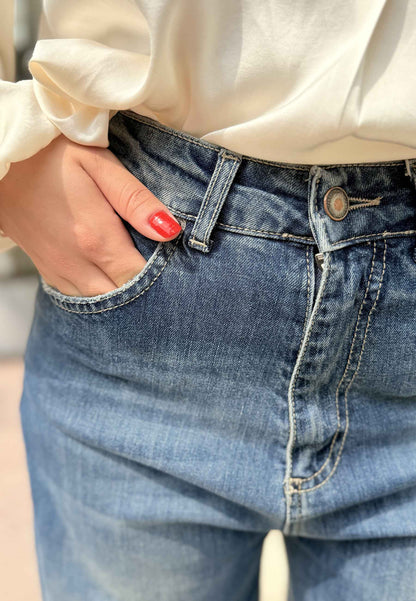 MOTEL - Jeans Wide Leg Lavaggio Medio