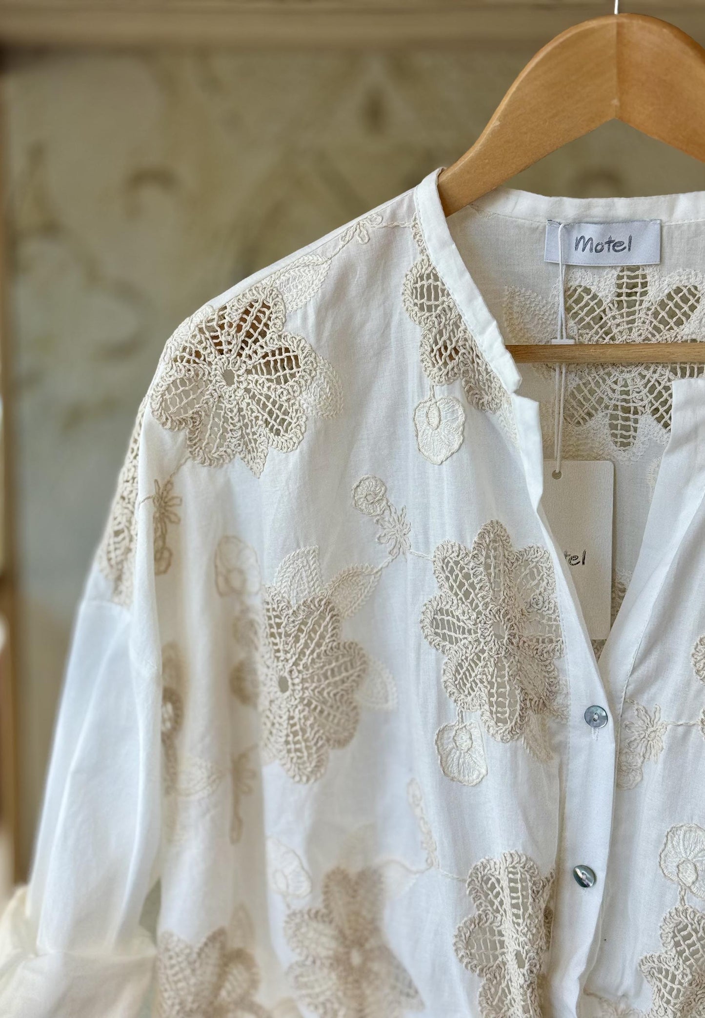 MOTEL - Camicia Fiori Ecrù