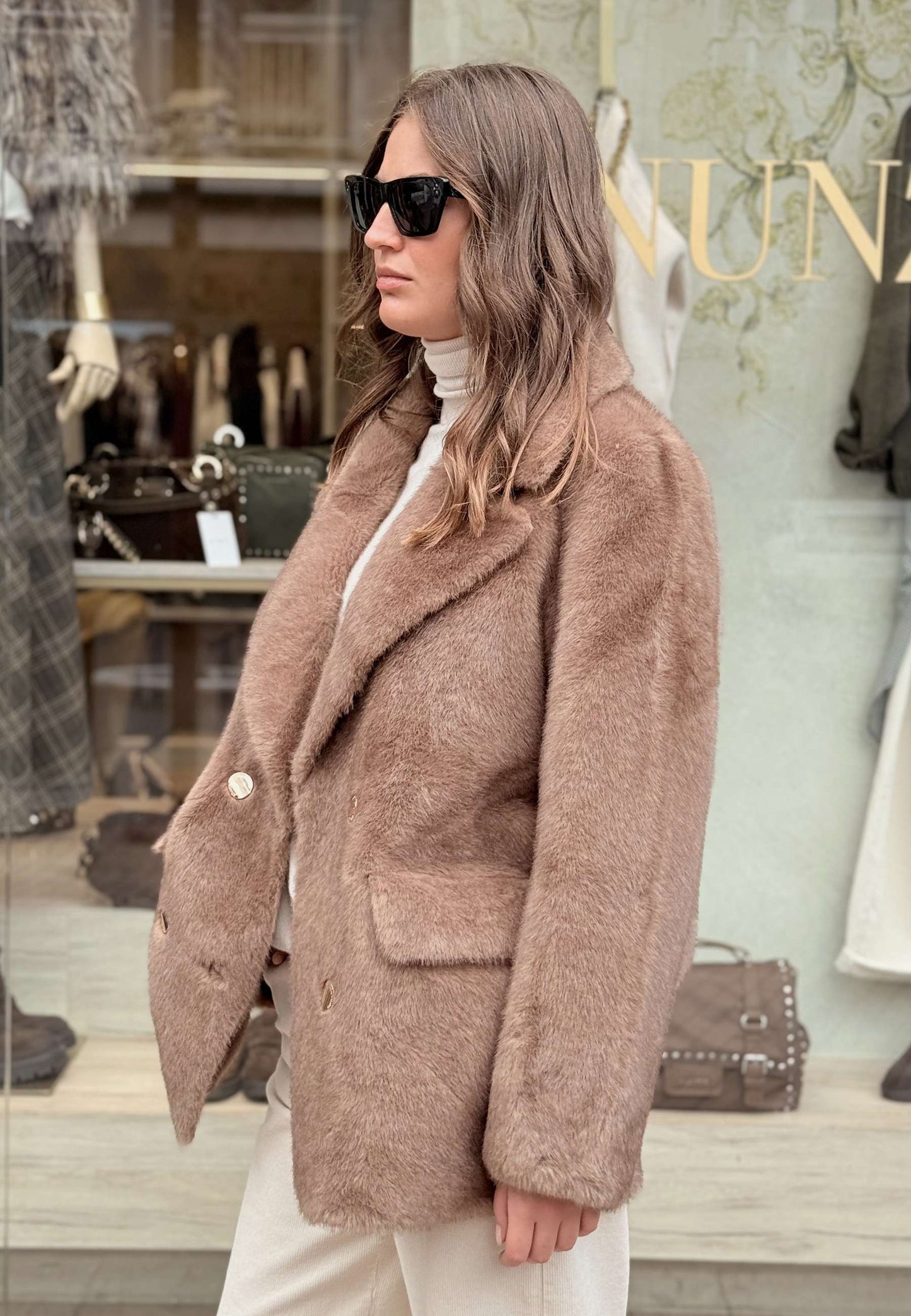 ALEX & MAX - Giacca In Ecopelliccia Taupe