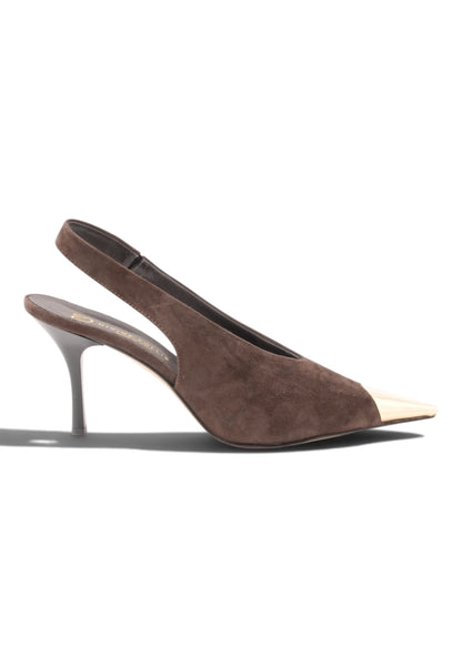 DIVINE FOLLIE - Slingback Scamosciate con Tacco Stiletto Moro