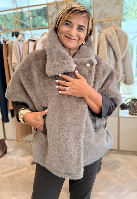 MOTEL - Kappa In Ecopelliccia Dark Taupe