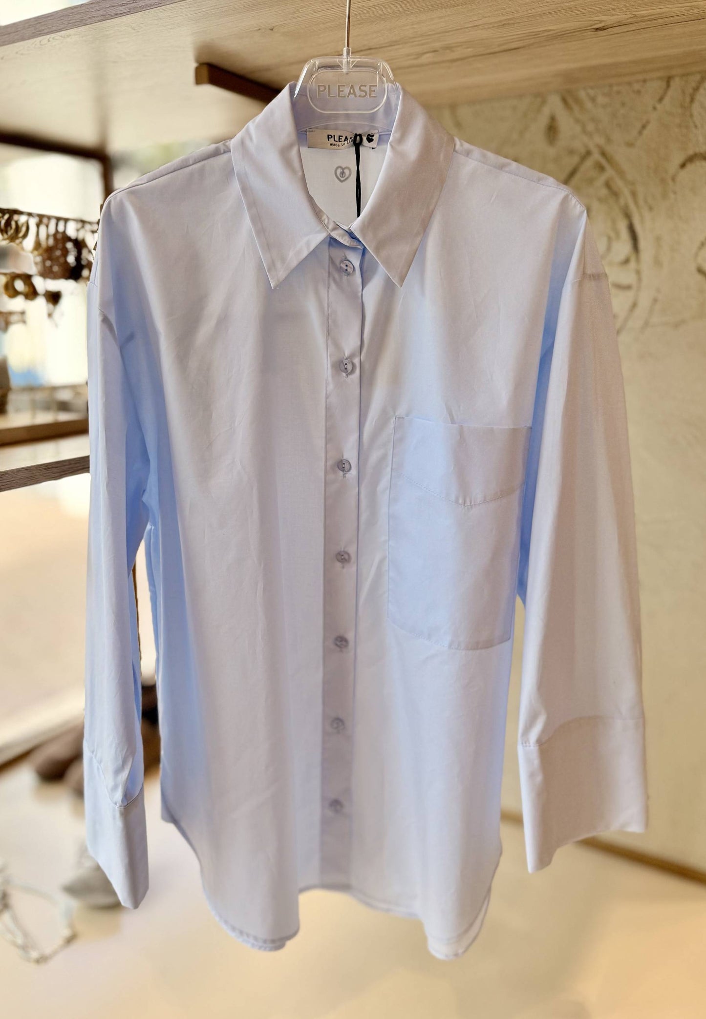 PLEASE - Camicia Over Azzurro