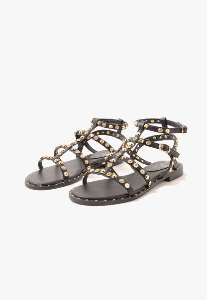DIVINE FOLLIE - Sandalo Borchie Strass Nero