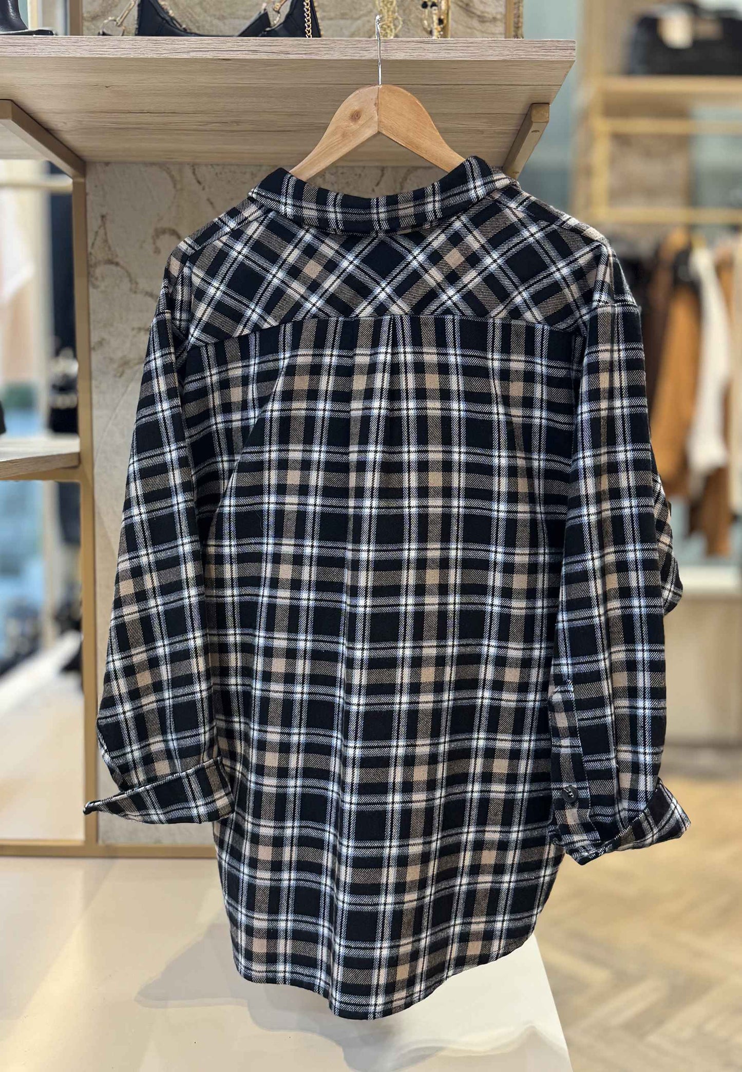 MOTEL - Camicia Check Con Spilla Nero