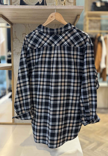 MOTEL - Camicia Check Con Spilla Nero