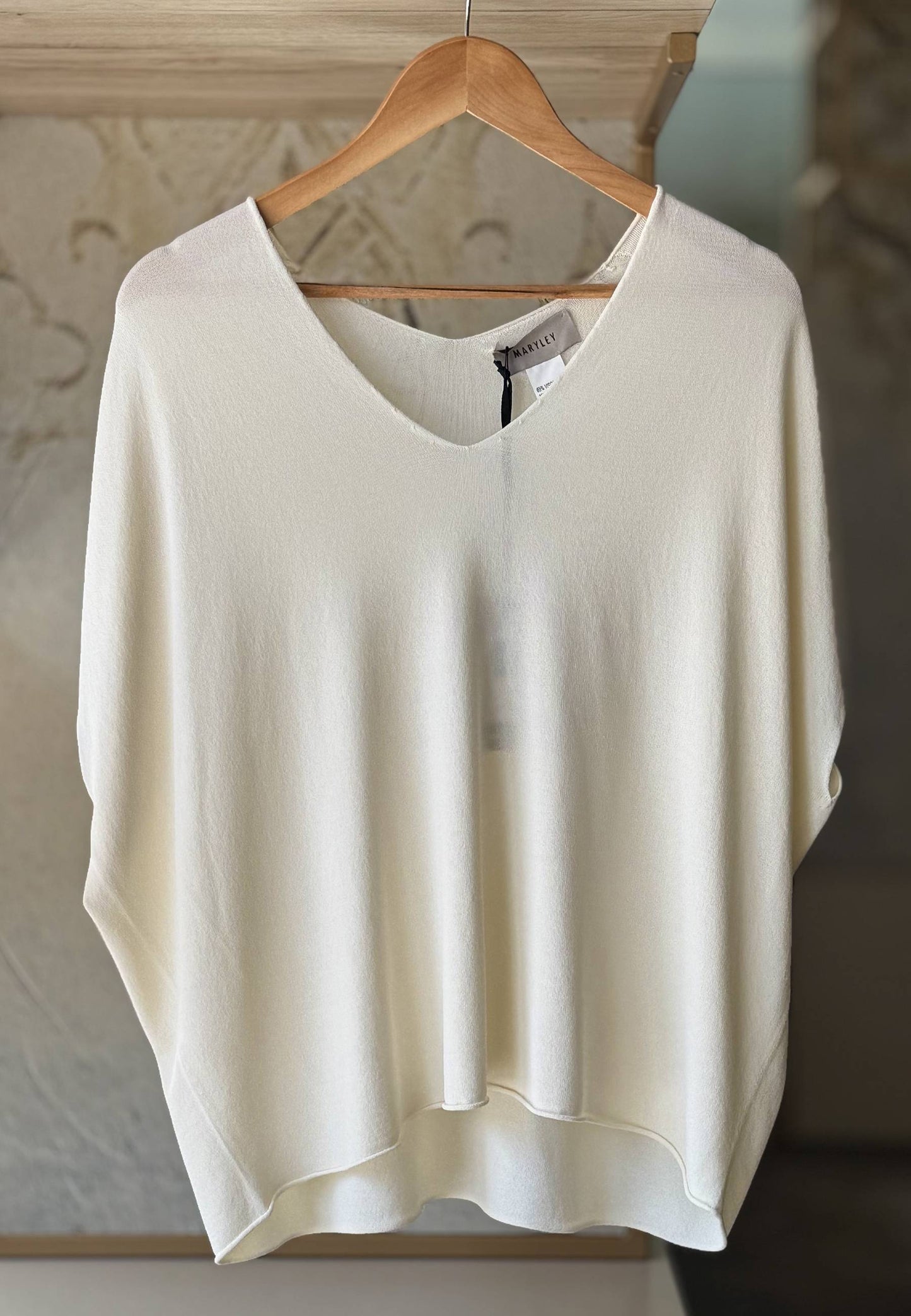 MARYLEY - Maglia Scollo V Crema