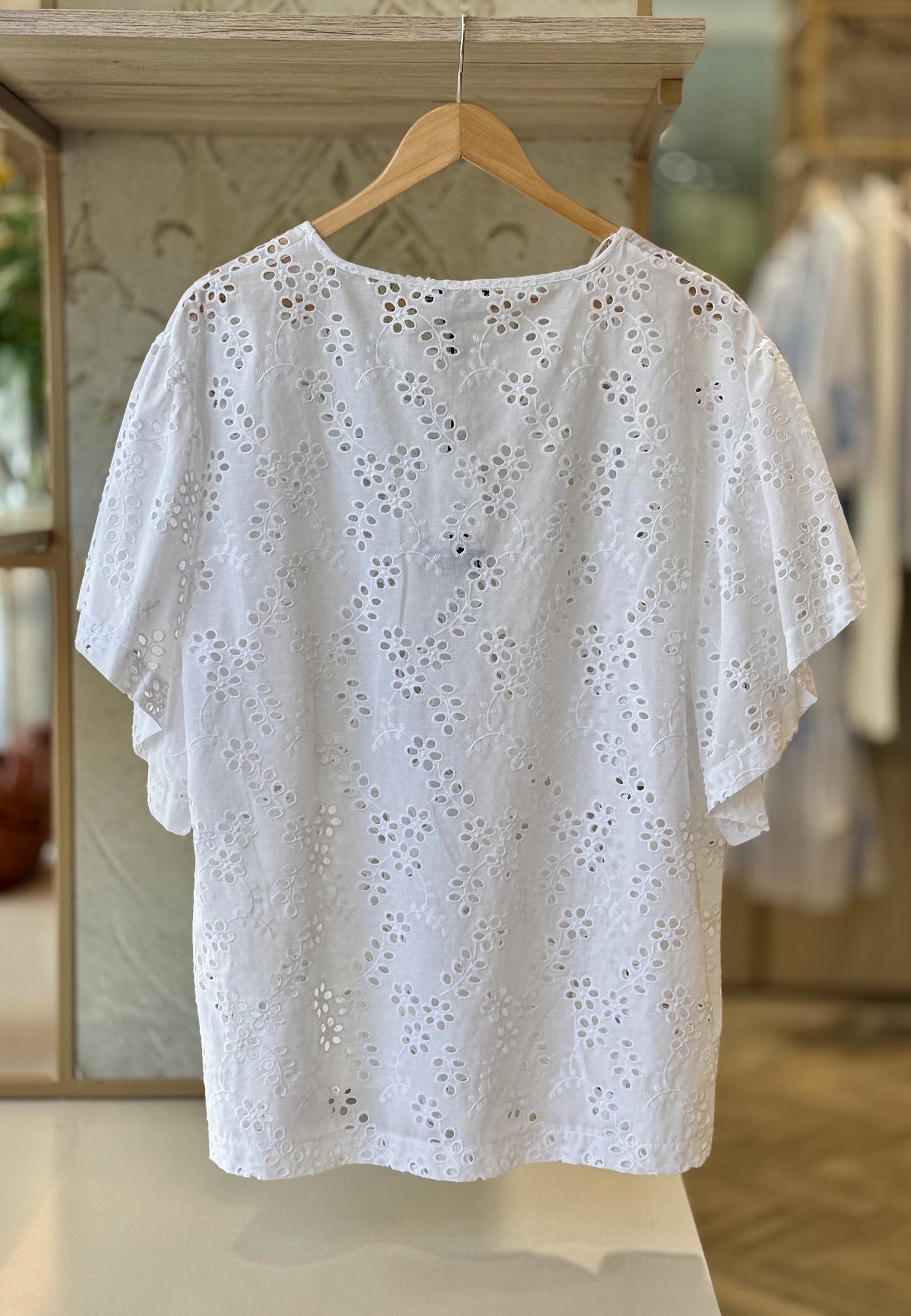 SUSY STAR CURVY - T-Shirt Pizzo San Gallo Bianco