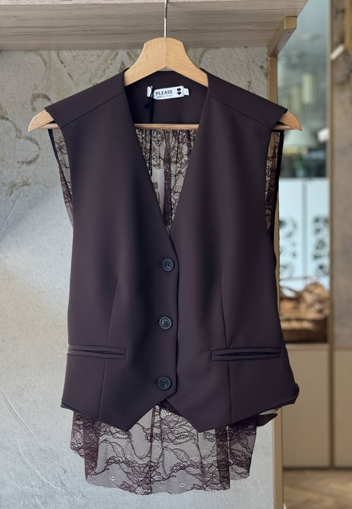 PLEASE - Gilet Pizzo Moro