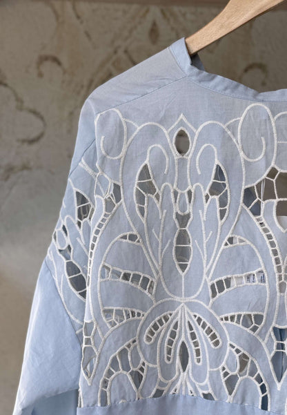 MOTEL - Camicia Pizzo San Gallo Celeste