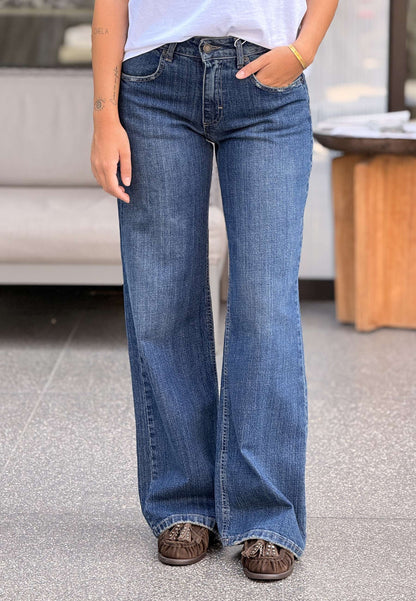 MOTEL - Jeans Wide Leg Denim Scuro